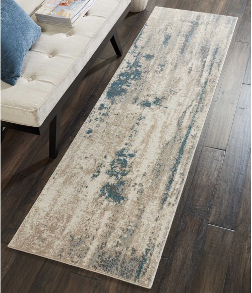 Nourison MAXELL Area Rug Nourison Maxell Runner Area Rug MAE17-Ivory/Teal