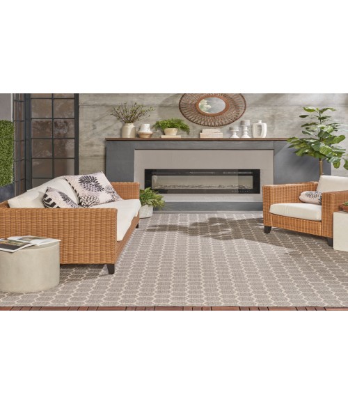 Nourison Reversible Indoor Outdoor Grey Rug RVB01 9 ft. X 12 ft. Rectangle - Rugs Town Nourison Reversible Indoor Outdoor Grey RVB01 9 ft. X 12 ft. Rectangle Rug