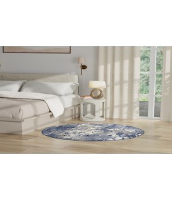 Nourison Grafix Navy Blue GRF38 4 ft. Round Rug