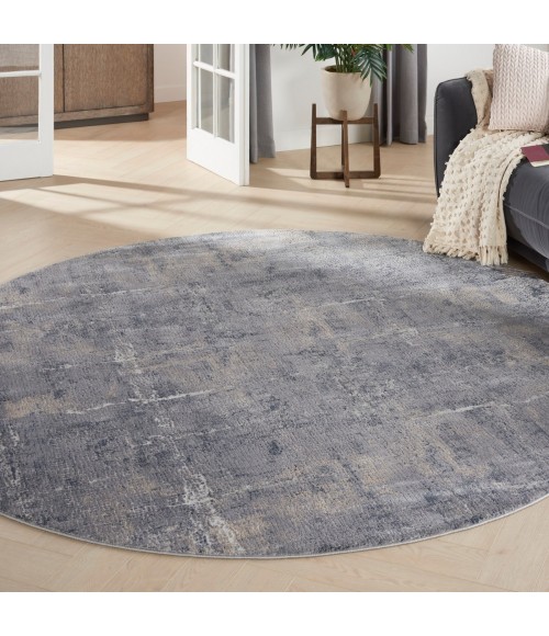 Nourison Rustic Textures Area Rug RUS06 Grey/Beige 7'10" Round