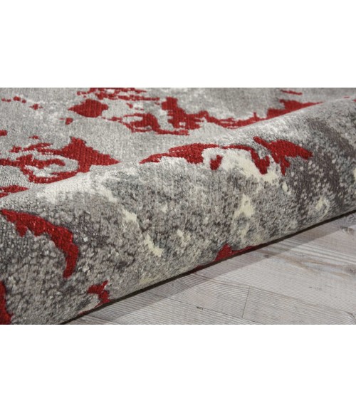 Twilight Area Rug Nourison Twilight Round Area Rug TWI21 Grey/Red 8' Round