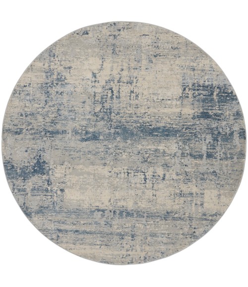 Rustic Textures Area Rug Nourison Rustic Textures Area Rug RUS10 Ivory Blue 7'10" Round
