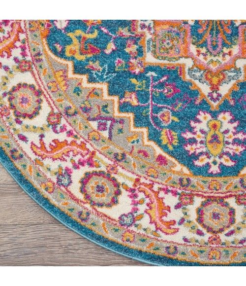 Nourison Passion Area Rug PSN20 Teal Multicolor 8' x ROUND