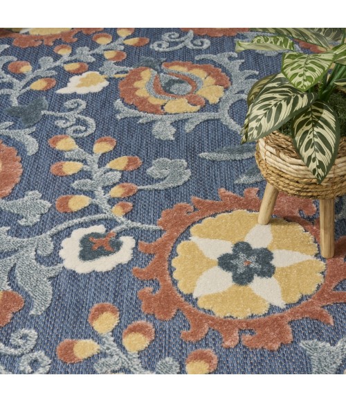 Nourison Aloha Blue Rose ALH17 7 ft. 10 in. X 10 ft. 6 in. Rect. Rug