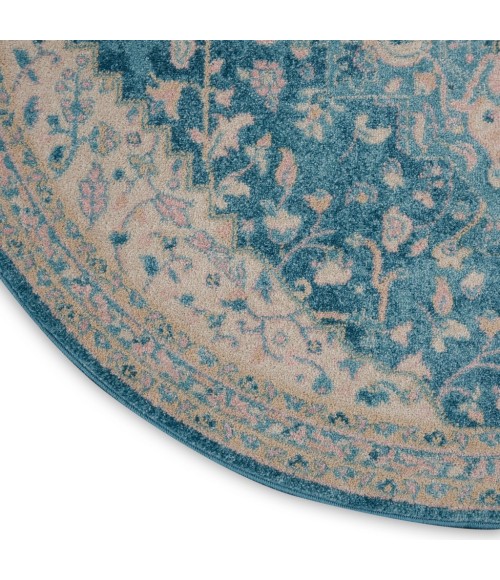 Nourison TRANQUIL Area Rug Nourison Tranquil Round Area Rug TRA07-Ivory/Turquoise
