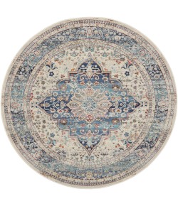 Nourison Vintage Kashan - Vka07 Ivory Blue Area Rug 6 ft. X 6 ft. Round