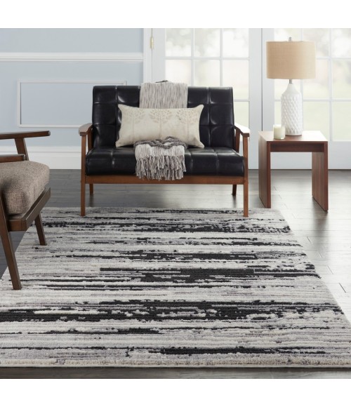 Nourison TEXTURED CONTEMPORARY Area Rug Nourison Textured Contemporary Area Rug TEC02-Ivory/Charcoal