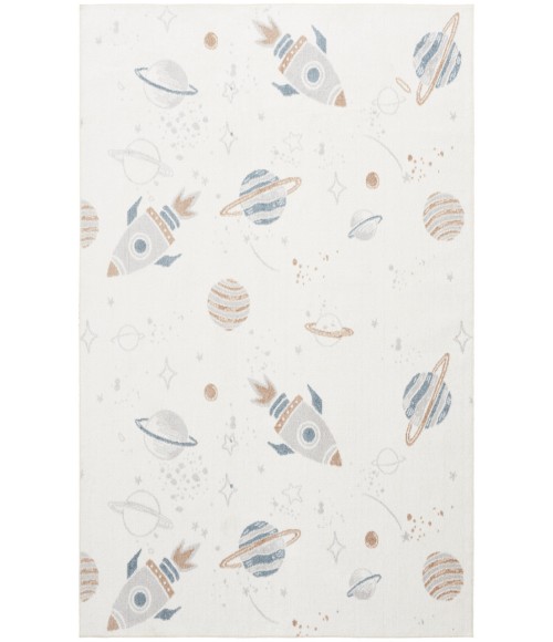 Nourison Astra Machine Washable Ivory Multicolor ASW18 5 ft. 3 in. X 7 ft. Rectangle Rug