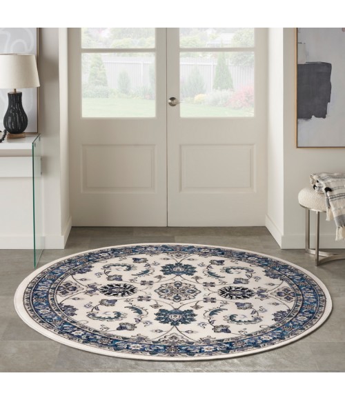 Nourison Home Nourison Essentials Ivory Blue Rug NRE05 8 ft. Round - Rugs Town Nourison Home Nourison Essentials Ivory Blue NRE05 8 ft. Round Rug