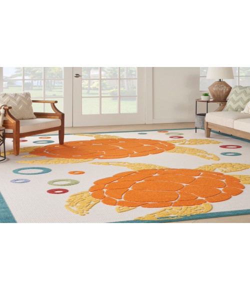Nourison Aloha Teal Multi ALH27 7 ft. 10 in. X 10 ft. 6 in. Rectangle Rug