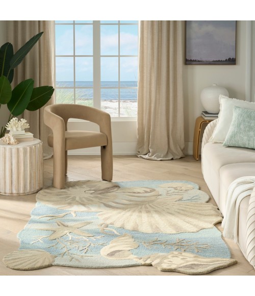 Nourison Waterside Blue Rug WRS01 5 ft. X 7 ft. Rect. - Rugs Town Nourison Waterside Blue WRS01 5 ft. X 7 ft. Rect. Rug