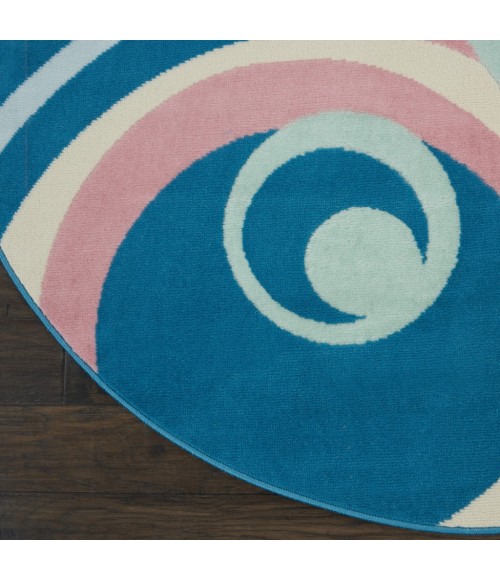 Nourison Grafix Round Area Rug GRF21-Blue Multi Colored
