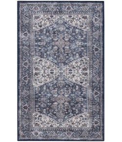 Nicole Curtis Machine Washable Series 1 Navy Ivory SR104 3 ft. X 5 ft. Rectangle Rug
