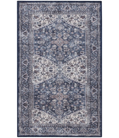 Nicole Curtis Machine Washable Series 1 Navy Ivory SR104 3 ft. X 5 ft. Rectangle Rug