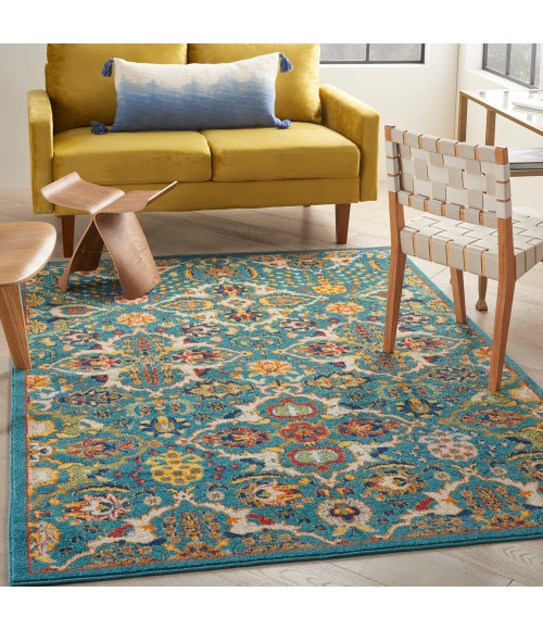 Nourison Allur Area Rug ALR03 Turquoise Ivory