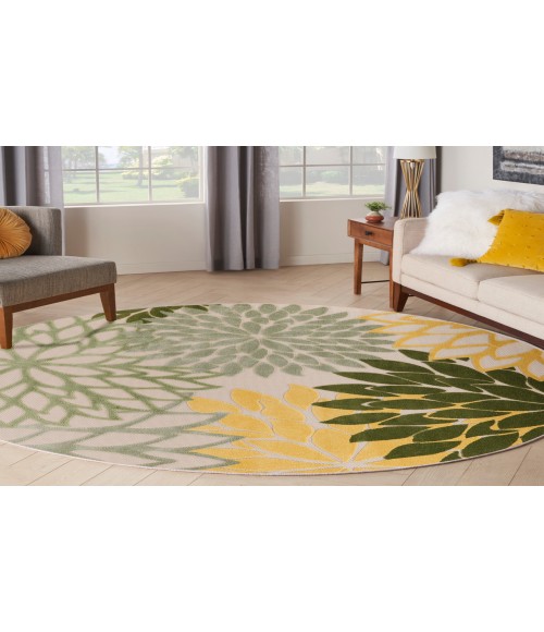 Nourison Aloha Green Multicolor ALH05 5 ft. 3 in. Round Rug