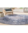 Nicole Curtis Machine Washable Series 1 Ivory Navy SR101 7 ft. 10 in. Round Rug