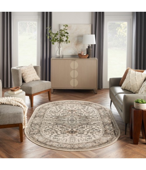 Nourison Quarry Ivory Grey QUA05 6 ft. X 9 ft. Oval Rug