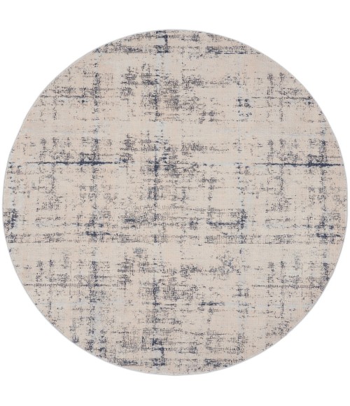 Nourison Rustic Textures Area Rug RUS06 Ivory/Blue 7'10" Round