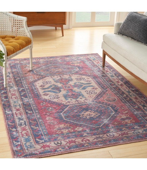 Nicole Curtis Machine Washable Series 1 Area Rug SR105 Red/Navy