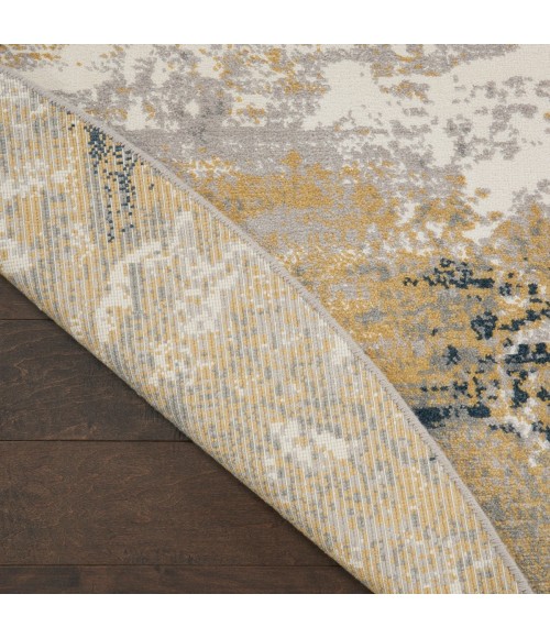 Nourison Twilight Round Area Rug TWI22 Navy Gold 8' Round