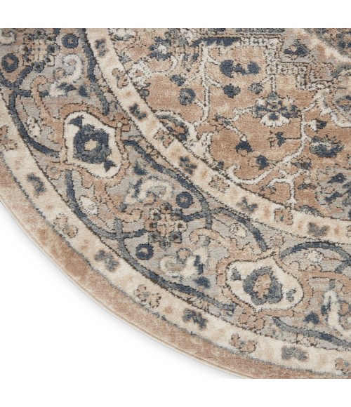 Nourison Quarry Beige Grey QUA05 5 ft. X Round Rug