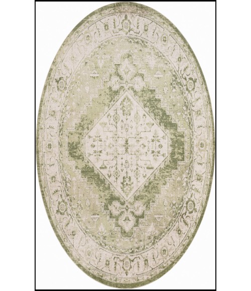 Nourison Astra Machine Washable Ivory Green ASW11 5 ft. 3 in. Round Rug