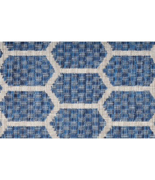 Nourison Reversible Indoor Outdoor Blue RVB01 8 ft. Round Rug