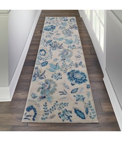 Nourison Tranquil(Traql) - Tra02 Ivory Light Blue Area Rug 2 ft. 3 X 7 ft. 3 Rectangle