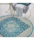 Nourison TRANQUIL Area Rug Nourison Tranquil Round Area Rug TRA07-Ivory/Turquoise