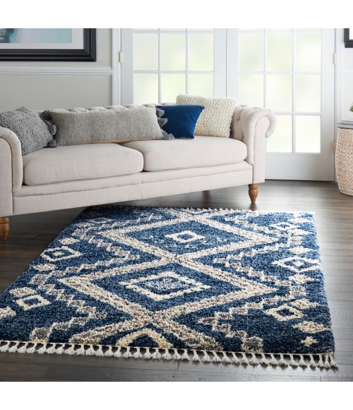 Nourison Scandinavian Shag Denim Blue SCN02 5 ft. 3 in. X 7 ft. 9 in. Rect. Rug