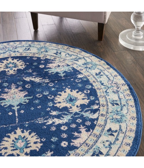 Nourison Tranquil Round Area Rug TRA10-Navy/Ivory