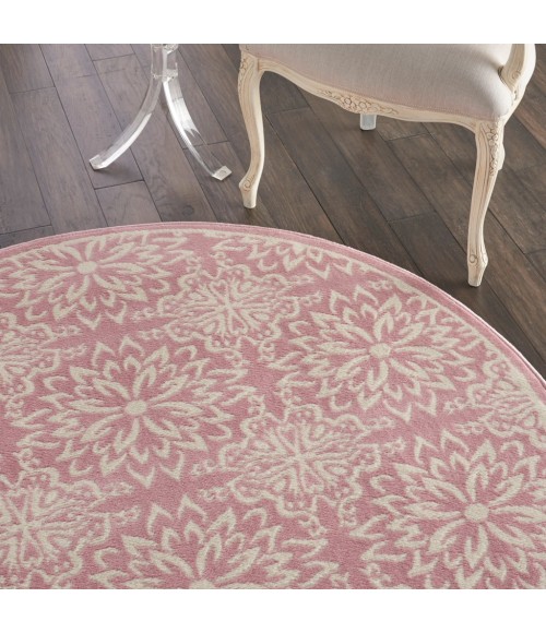 Nourison Jubilant Round Area Rug JUB06-Ivory/Pink