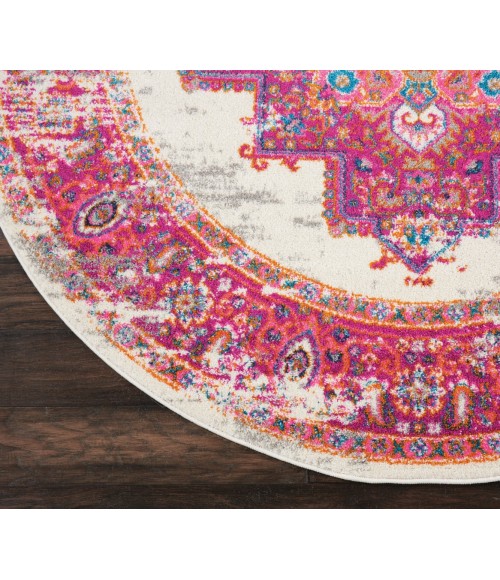 Nourison Passion Round Area Rug PSN03-Ivory/Fuchsia
