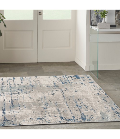 Nourison Quarry Ivory Grey Blue QUA01 5 ft. X Square Rug