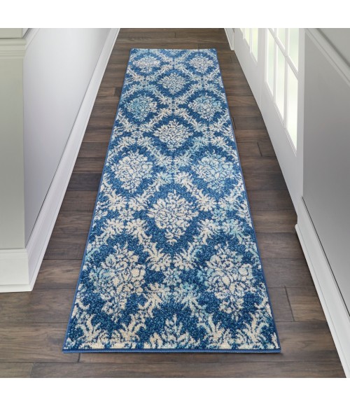 Nourison Tranquil Runner Area Rug TRA09-Navy/Light Blue