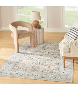 Nourison Home Washable Decor Taupe Blue WSD12 6 ft. 7 in. X 9 ft. Rectangle Rug