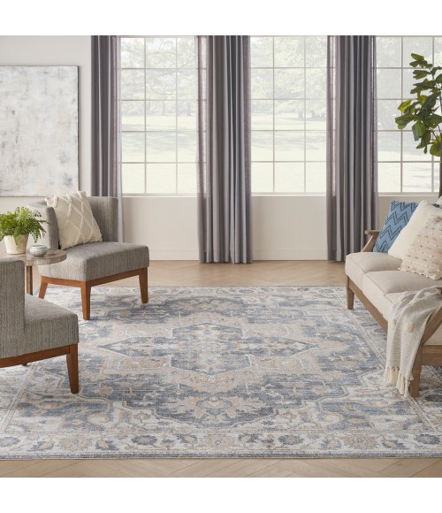 Nourison Astra Machine Washable Area Rug Nourison Astra Machine Washable Area Rug ASW12 Grey/Blue