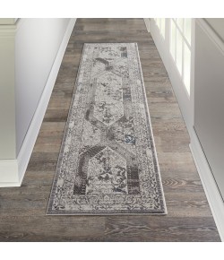 Nourison Grand Expressions - Ki51 Grey Ivory Area Rug 2 ft. 2 in. X 7 ft. 6 in. Runner