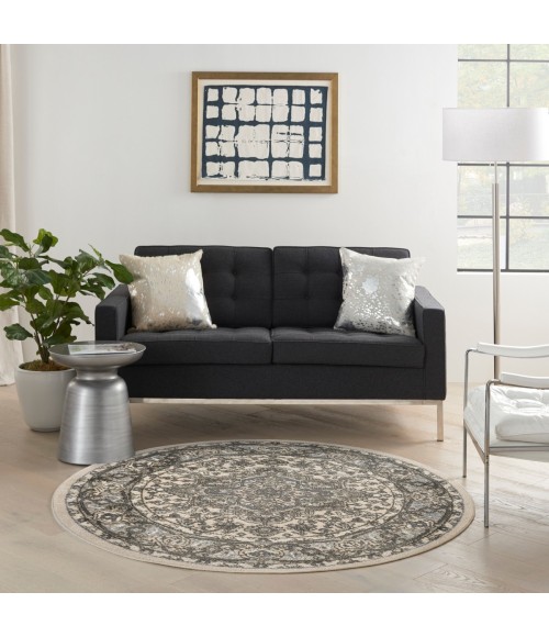 Nourison Quarry Ivory Blue QUA05 8 ft. X Round Rug