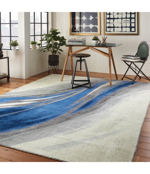Nourison Twilight Area Rug TWI28 Ivory Grey Blue 7'9" x 9'9"