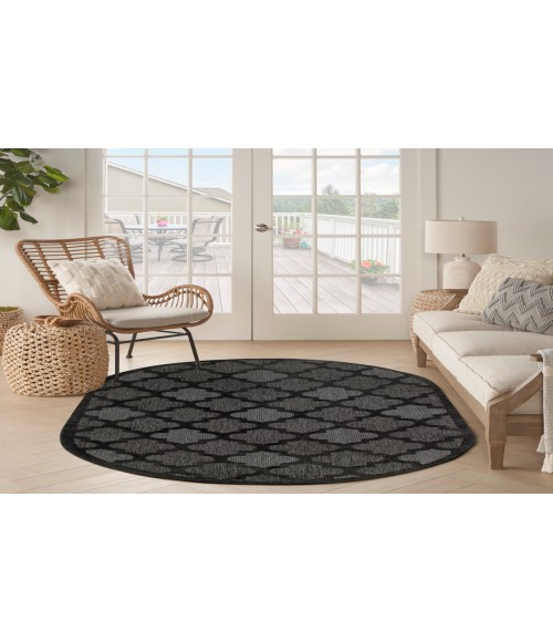 Nourison Easy Care Charcoal Black NES01 6 ft. X 9 ft. Oval Rug