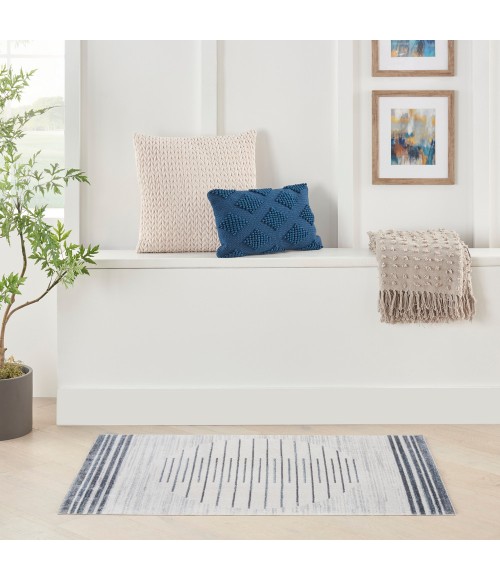 Nourison Astra Machine Washable Area Rug ASW04 Ivory Blue