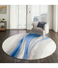 Nourison Twilight Round Area Rug TWI28 Ivory Grey Blue 8' Round