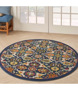 Nourison Allur - Alr03 Navy Multicolor Area Rug 5 ft. 3 in. X Round
