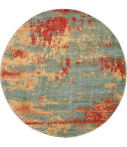 Nourison Somerset - St91 Teal Multicolor Area Rug 5 ft. 6 X Round