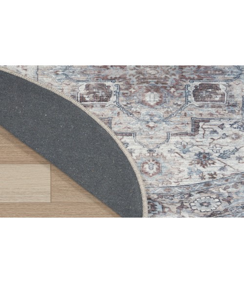 Nicole Curtis Machine Washable Series 1 Ivory Beige SR101 7 ft. 10 in. Round Rug