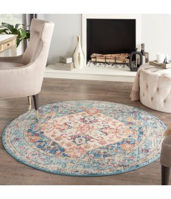 Nourison Passion - Psn23 Ivory Light Blue Area Rug 5 ft. 3 X Round