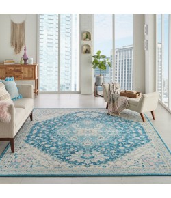 Nourison Tranquil(Traql) - Tra07 Ivory Turquoise Area Rug 8 ft. X 10 ft. Rectangle