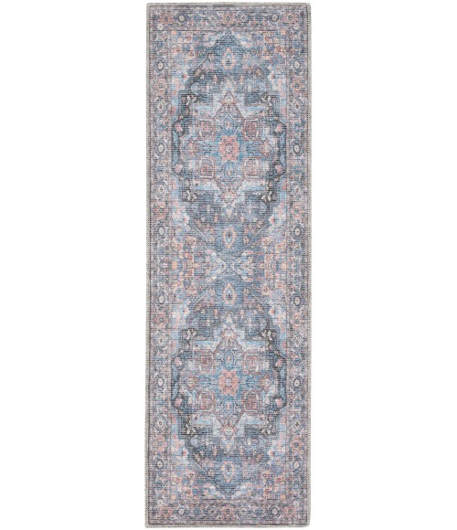 Nicole Curtis Machine Washable Series 1 Area Rug SR101 Blue 7' Runner